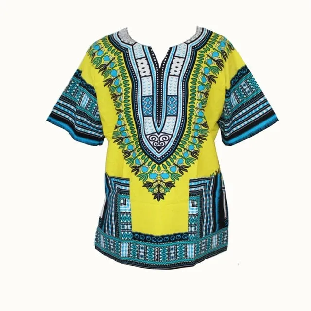 African Fashion Dashiki Design Floral Dress African Traditional Print Dashiki Dress for Men and Women