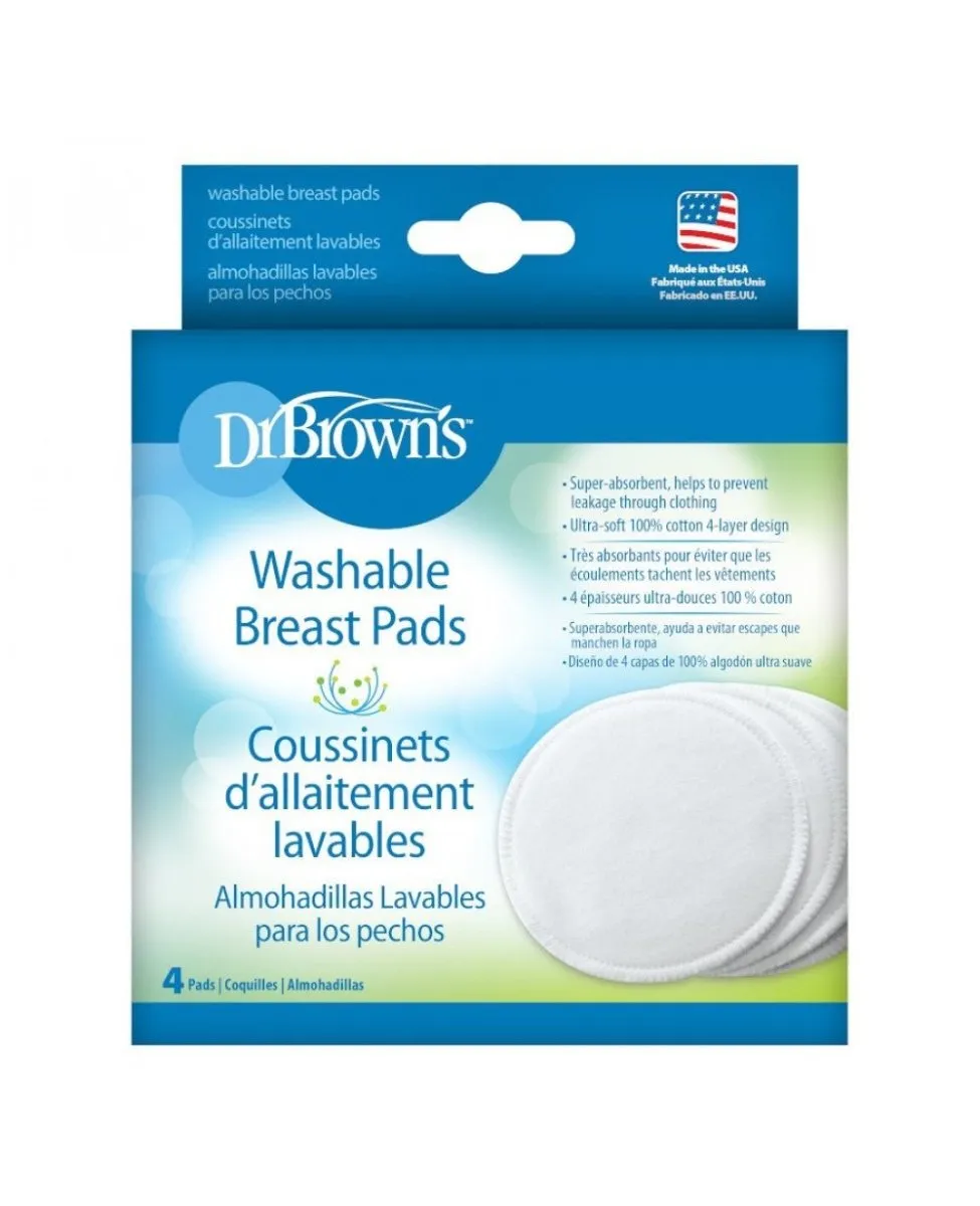 Dr.Brown's Washable Breast Pads, 4-Pack - White