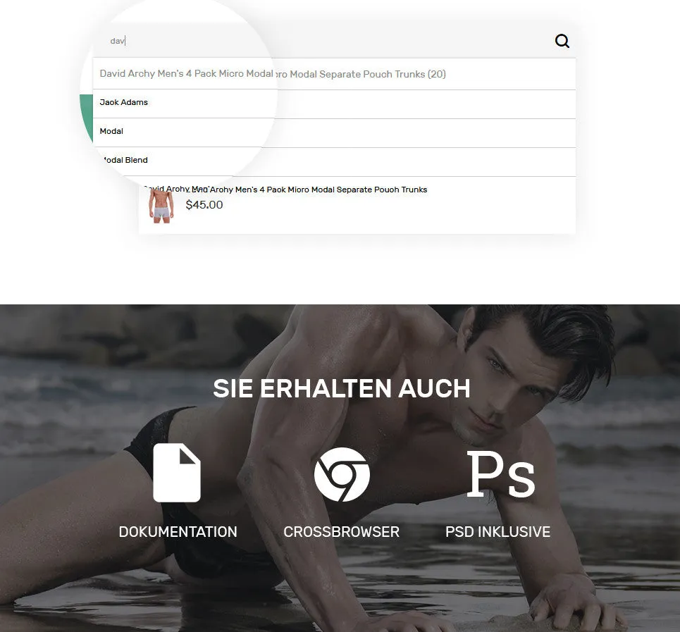 Mens Swimming Clothing - Magento Website Design