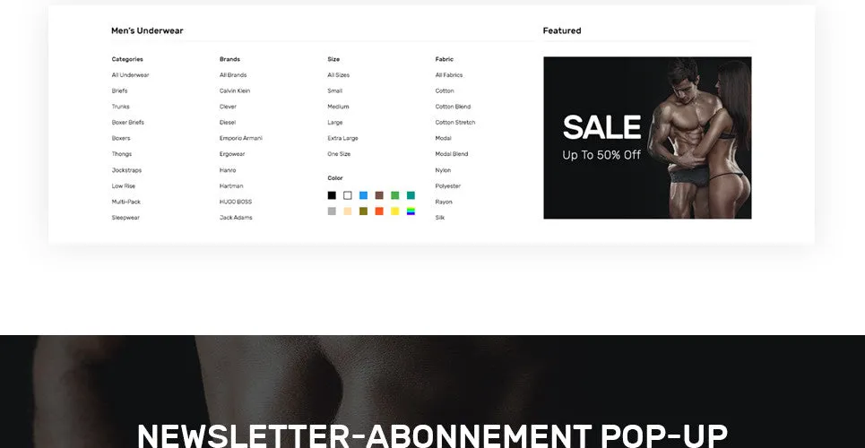 Mens Swimming Clothing - Magento Website Design