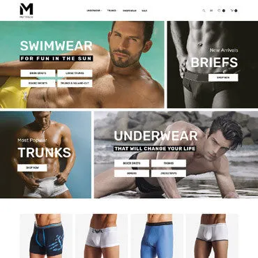 Mens Swimming Clothing - Magento Website Design