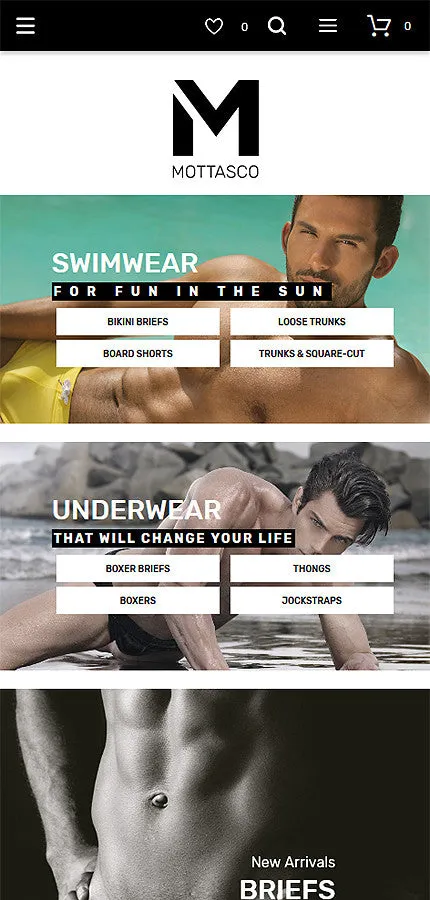 Mens Swimming Clothing - Magento Website Design