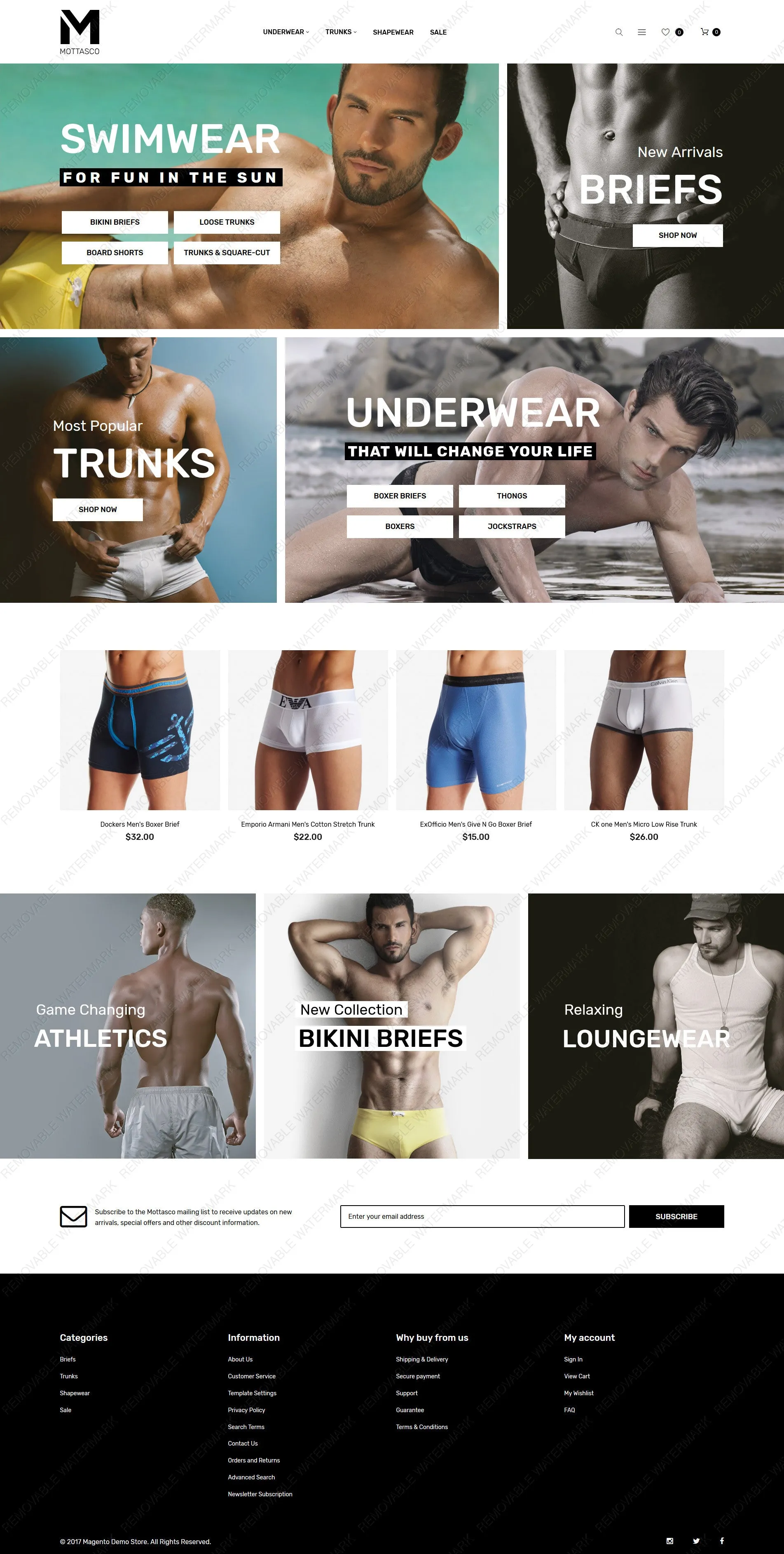 Mens Swimming Clothing - Magento Website Design