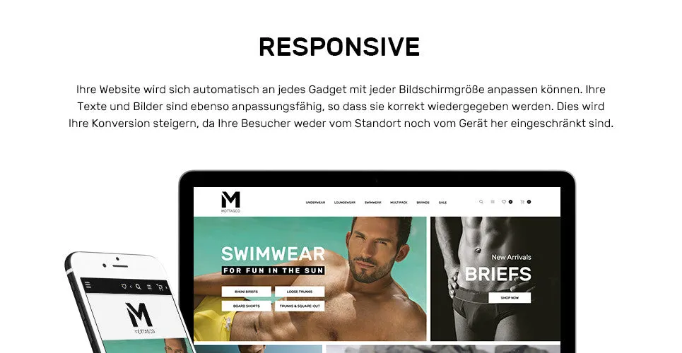 Mens Swimming Clothing - Magento Website Design