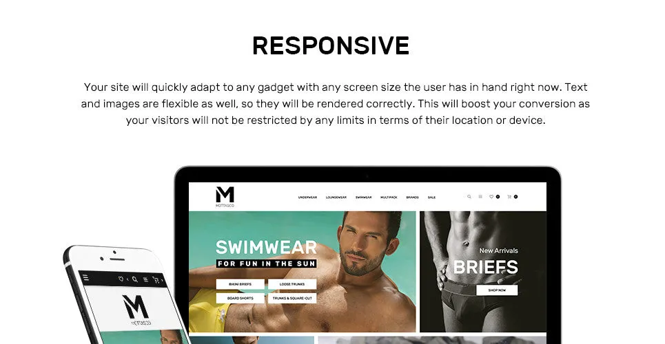 Mens Swimming Clothing - Magento Website Design