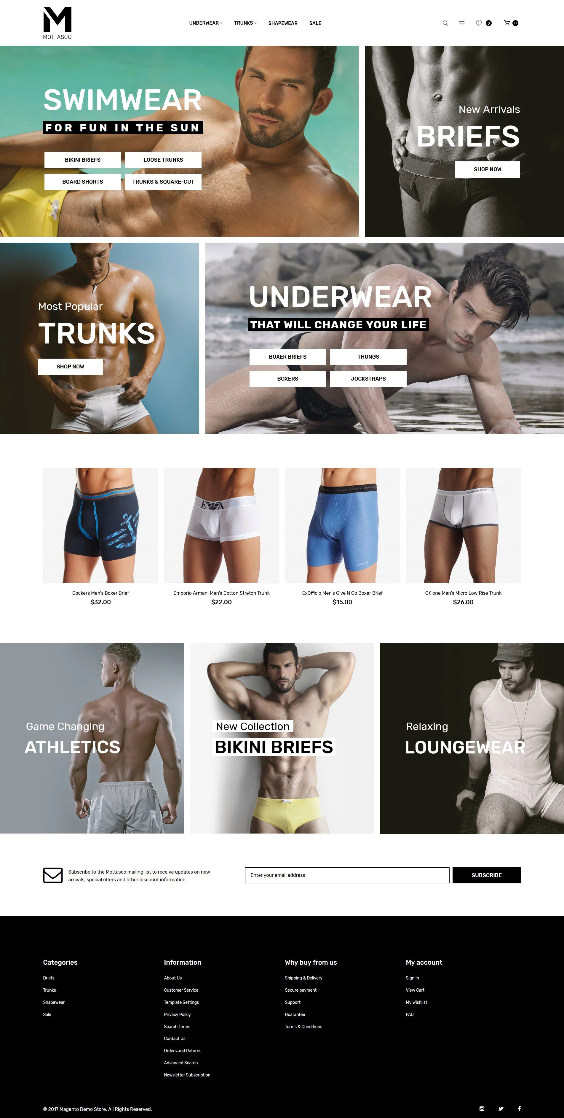Mens Swimming Clothing - Magento Website Design