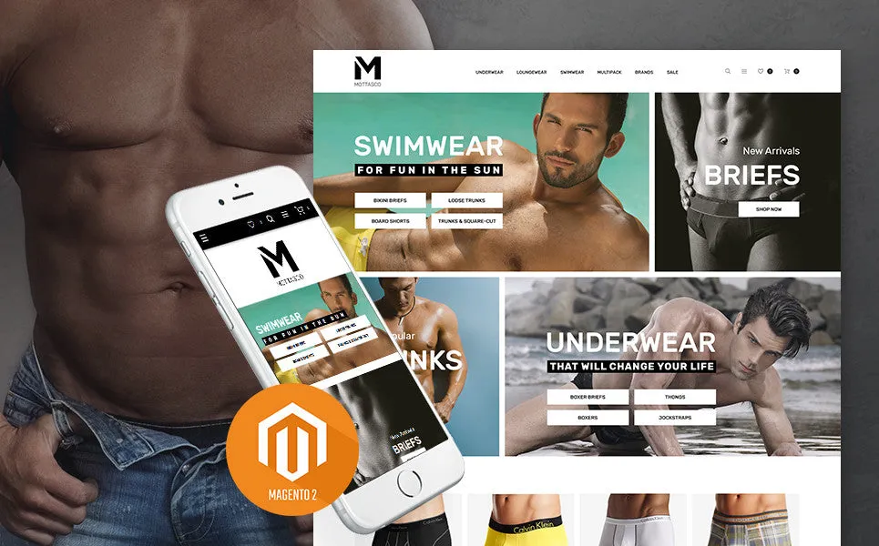 Mens Swimming Clothing - Magento Website Design