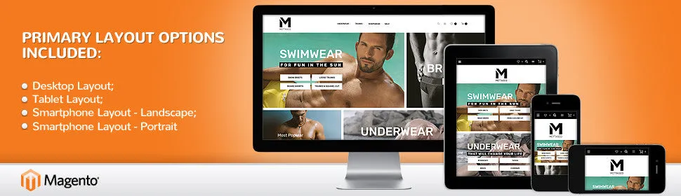 Mens Swimming Clothing - Magento Website Design