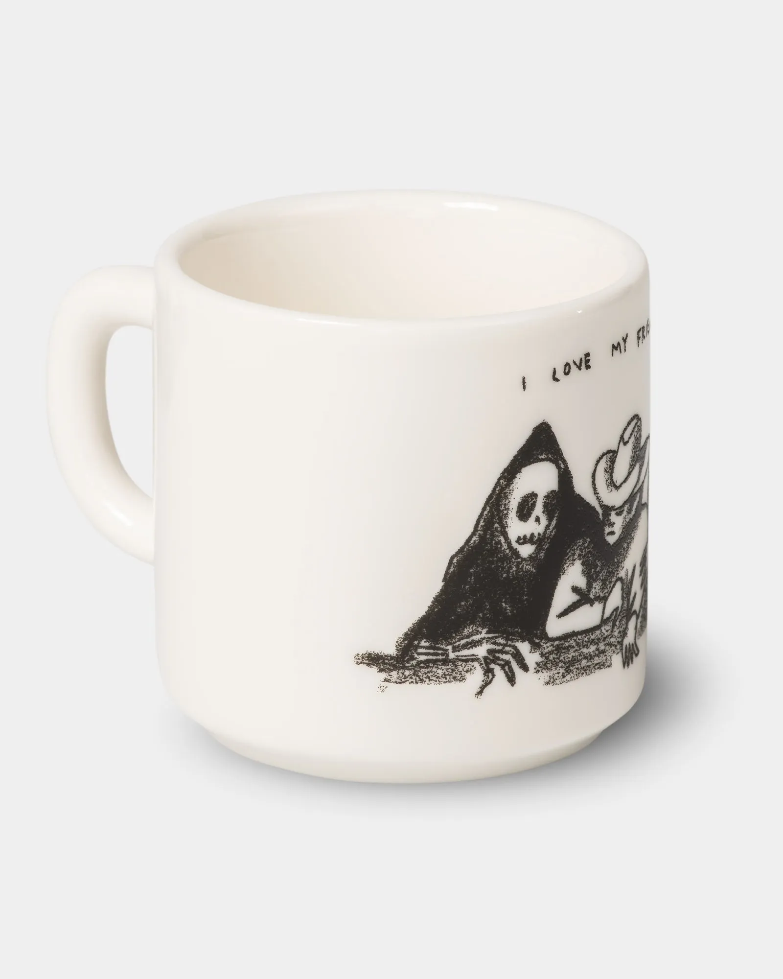 White and black Pepe friends mug